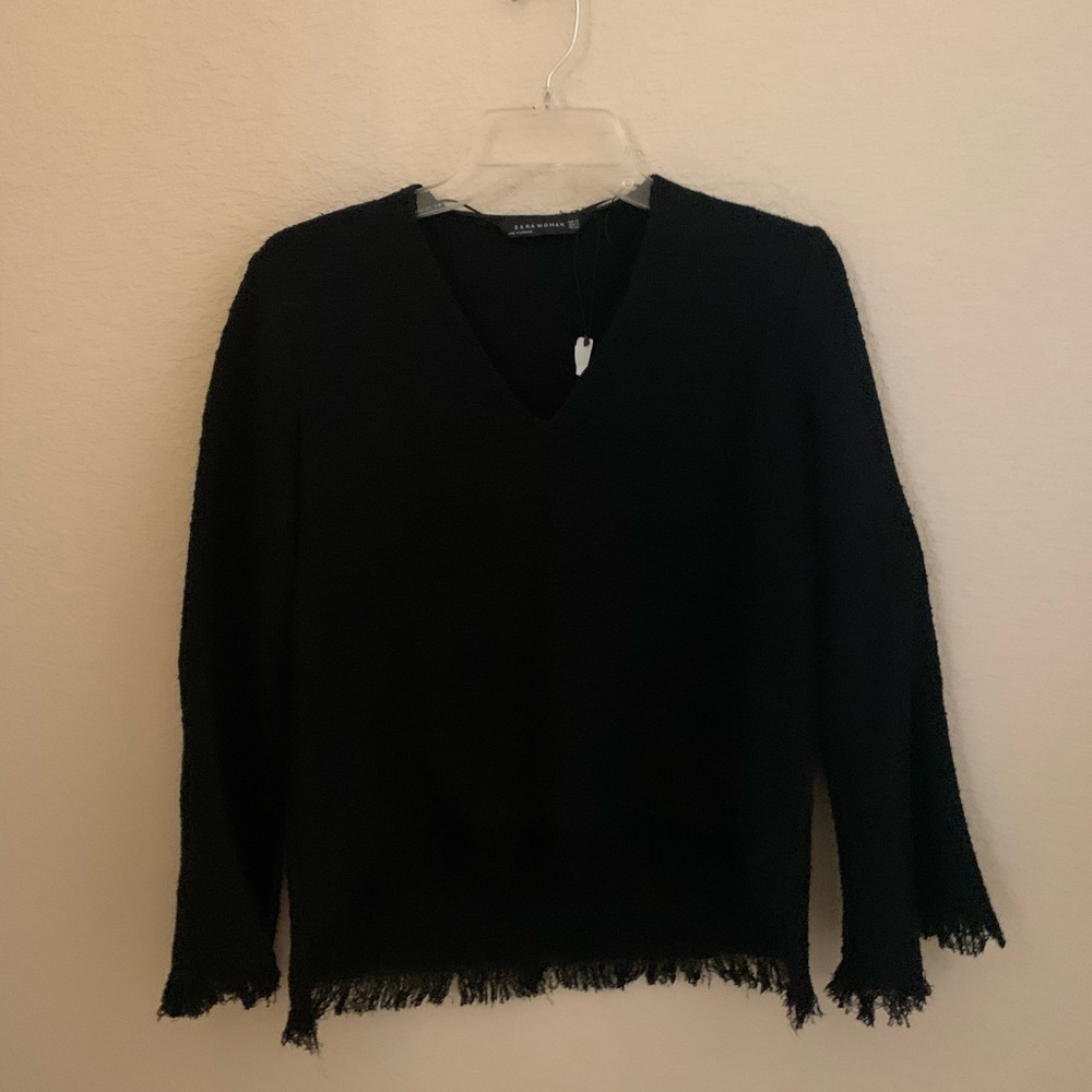 Zara sweater with fringe, never worn
